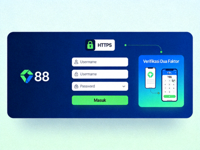 Ilustrasi fitur keamanan login M88 seperti HTTPS dan verifikasi