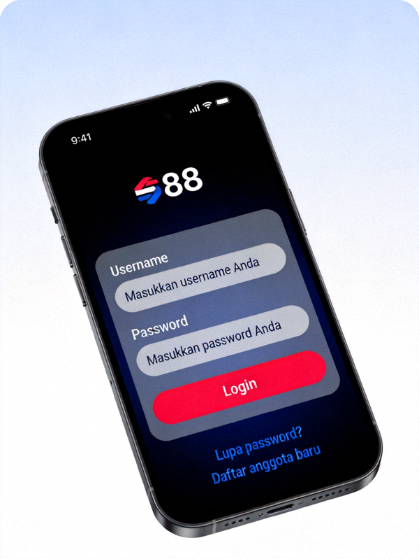 Tampilan antarmuka login M88 pada perangkat mobile smartphone